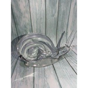 Daum France Art Glass Large Snail Escargot Sculpture Figurine Clear Signed
